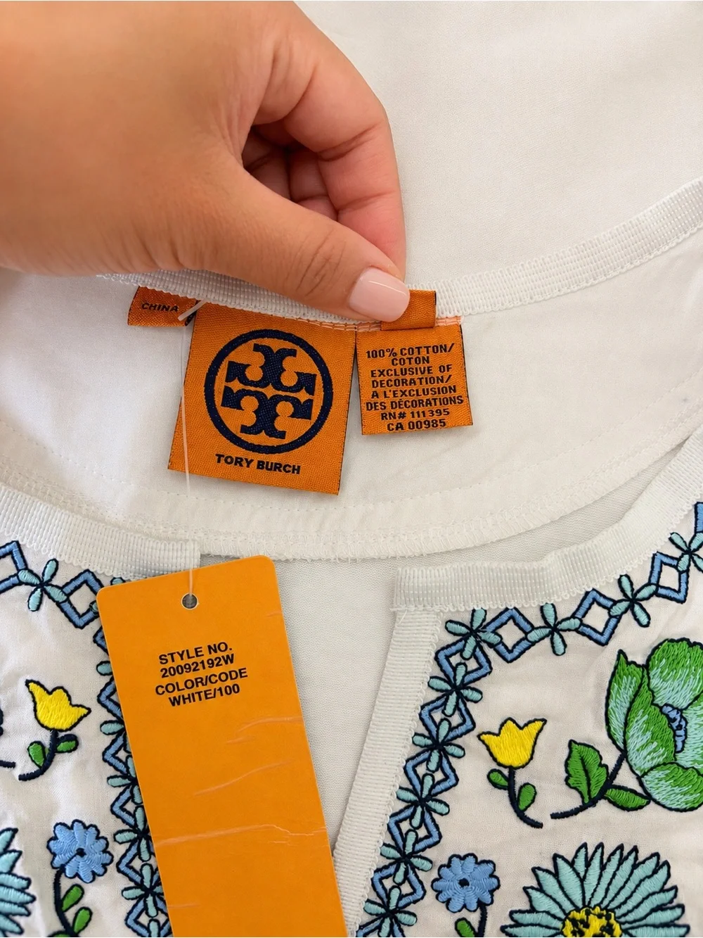 NWT Tory Burch Perah Floral Embroidered Cotton Peasant Boho Top Size S